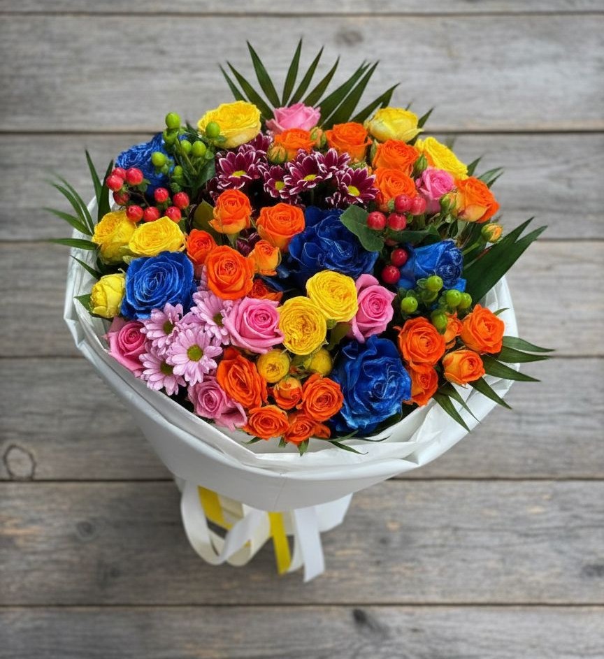 Букет цветов из: Розы и Хризантемы в Ясенках