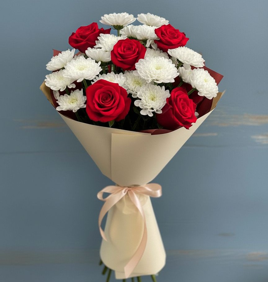 Букет цветов из: Розы и Хризантемы в Ясенках