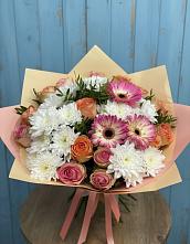 Букет цветов из:  Розы, Герберы и Хризантемы в Ясенках