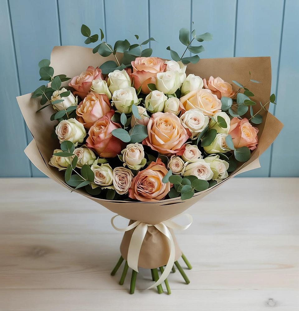 Букет цветов из: Альстромерии и Розы в Ясенках