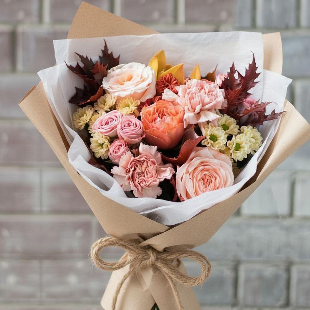 Букет цветов из: Гвоздики, Хризантемы и Розы в Ясенках