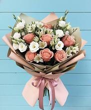 Букет цветов из:  Розы, Альстромерии и Лизиантусы в Ясенках