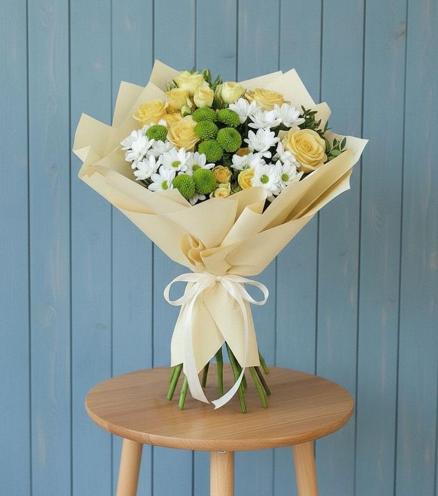 Букет цветов из: Хризантемы и Розы в Ясенках