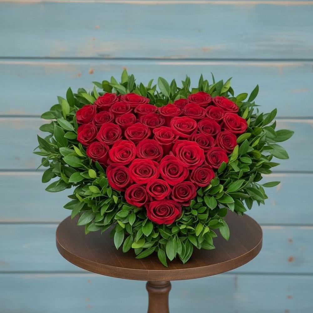 Цветочная композиция из Розы в виде сердца в Ясенках