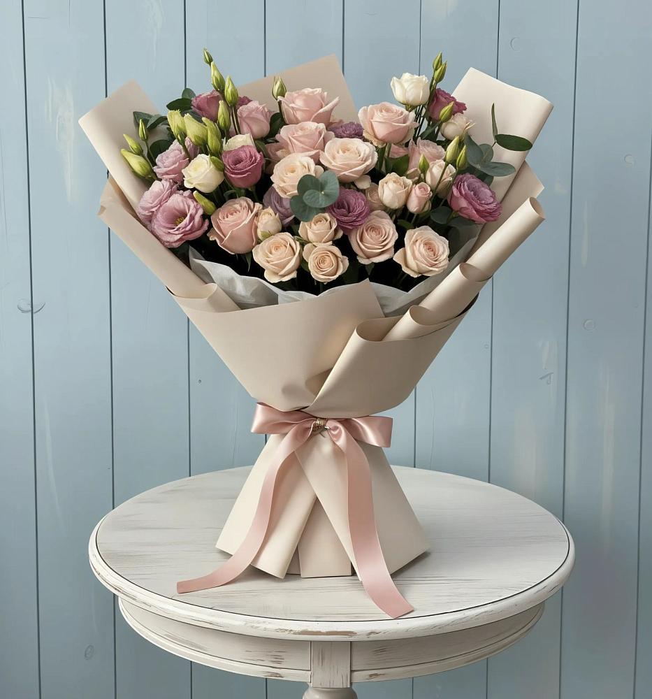 Букет цветов из: Розы и Лизиантусы в Ясенках