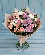 Букет цветов из:  Хризантемы, Розы и Альстромерии в Ясенках