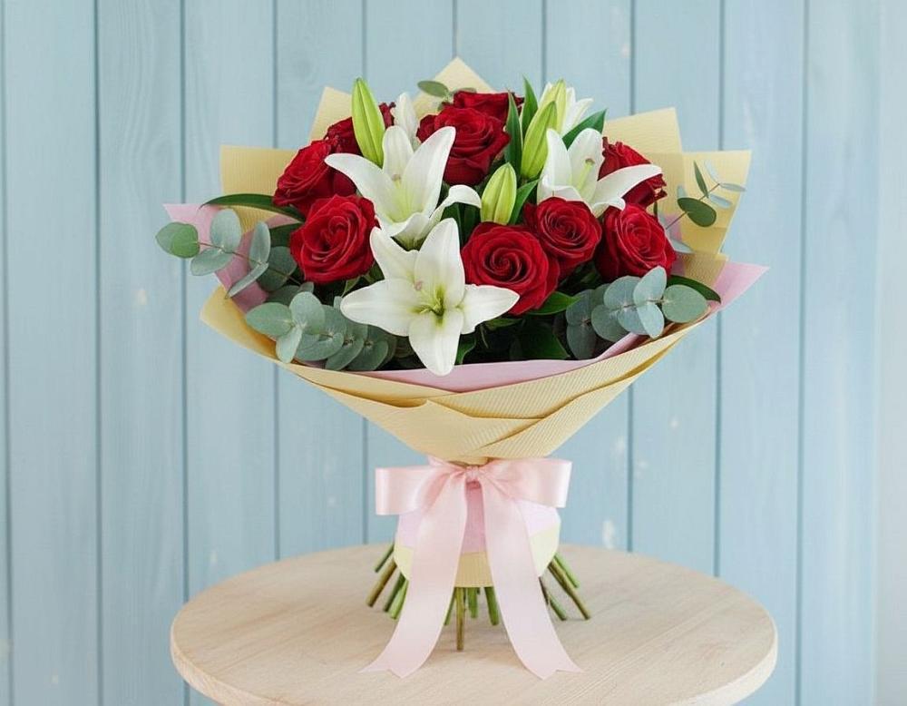 Букет цветов из: Лилии и Розы в Ясенках